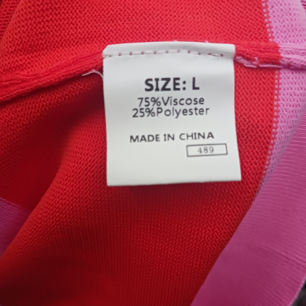 Vibrant Red and Pink Striped Women's Sweater - Picture 8 of 8